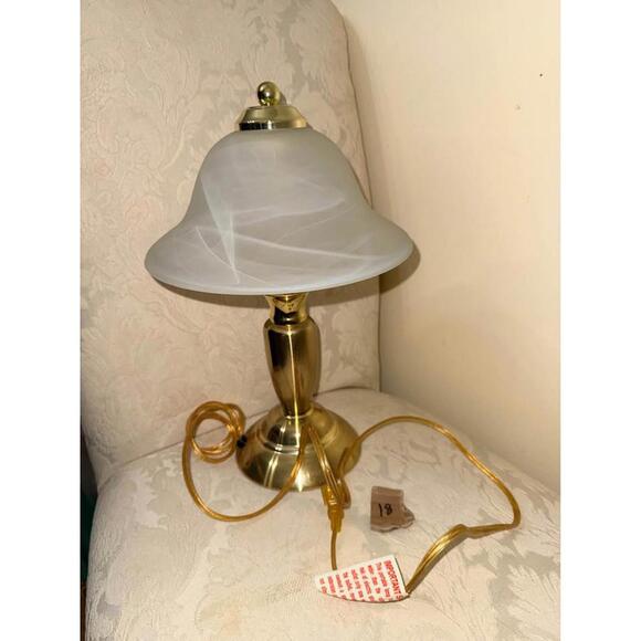 Gold Table Lamp with Frosted Glass Shade - Picture 3 of 9
